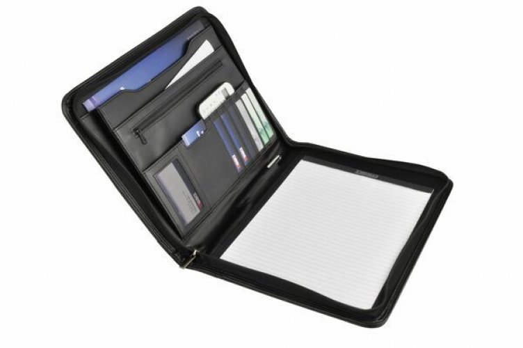 Kokouskansio Desq A4 musta keinonahkaa