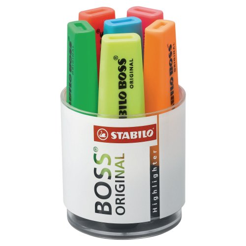 Korostuskynä Stabilo boss viisto 2-5 mm värilajitelma 6kpl