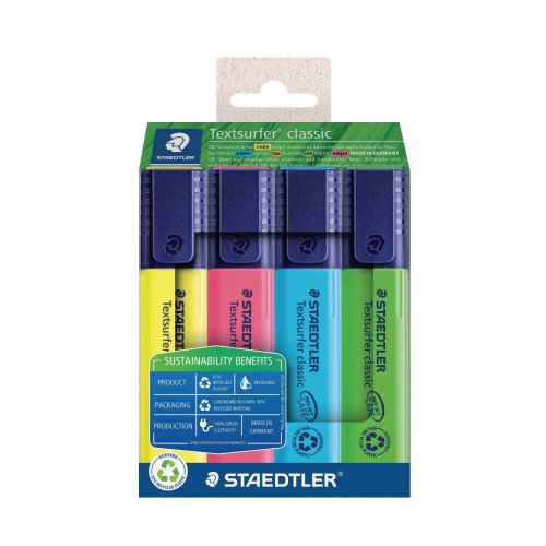 Korostuskynä Staedtler textsurfer 364rc viisto 1-5mm värilajitelma 4kpl