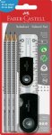 Koulusetti Faber-Castell Grip 2001 musta 3 lyijykynää, teroitin, kumi, viivain