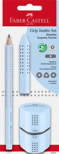 Koulusetti FC Jumbo Grip 2001 sky blue 3 lyijykynää, kumi, terotin