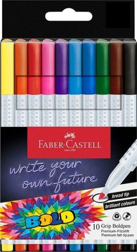 Kuitukärkikynä sarja Faber-Castell Grip Boldpen 0,4 mm 10 väriä