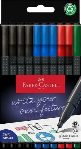 Kuitukärkikynä sarja Faber-Castell Grip Finepen 0,4 mm 10 väriä