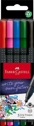 Kuitukärkikynä sarja Grip Finepen basic 5 väriä/sarja