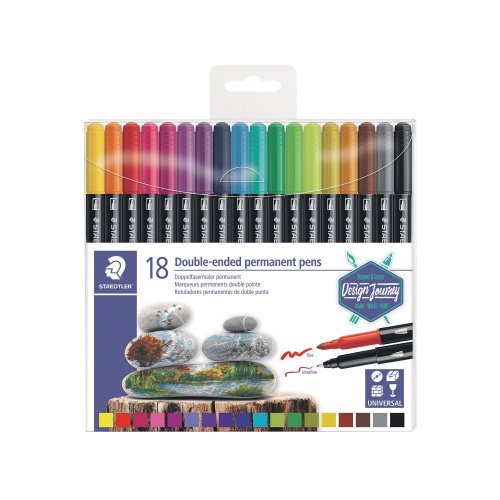 Kuitukärkikynä Staedtler 2-päinen 18kpl