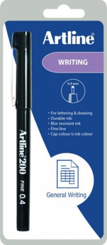Kuitukynä Riippupakattu . Artline EK-200/1B musta 0,4 mm
