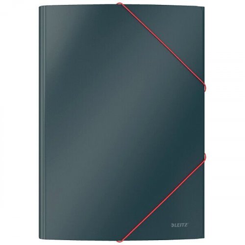 Kulmalukkokansio Leitz Cosy harmaa 3 läppää kuminauhasuljenta