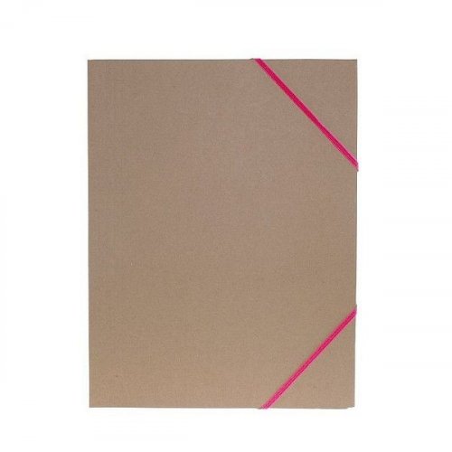 Kulmalukkokansio Nature pinkki kuminauha 3 läppää kartonki 100% kierrätysmateriaali