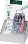 Kuulakärkikynä Faber-Castell display Poly Ball XB, värilaj. 15 kynää ja 20 säiliötä