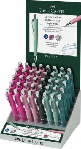 Kuulakärkikynä Faber-Castell display Poly Ball XB, värilaj. 40 kynää