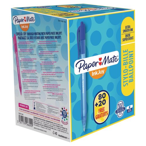 Kuulakärkikynä Mekanismilla Papermate inkjoy 100rt 0,3mm sininen