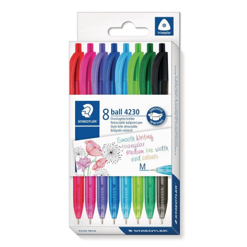 Kuulakärkikynä Staedtler 4230 mekanismilla 1.0mm värilajitelma 8kpl