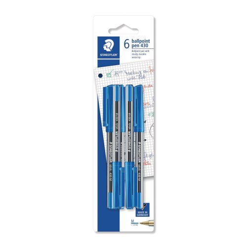 Kuulakärkikynä Staedtler 430 korkilla m blisteri sininen 6kpl