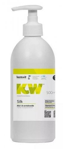 KW Silk Käsi- ja vartalovoide 500ml Hajusteeton pumppupullo