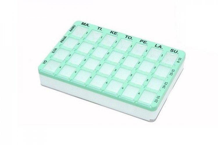 Lääkeannostelija 7x4 lokeroa turkoosi