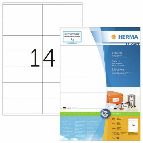Herma Premium 4452 A4/14-os 105x42mm 100 arkkia