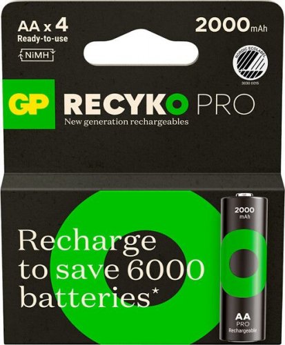Ladattava paristo aa GP Recyko Pro LR6/AA 200mAh 1,2V 4kpl