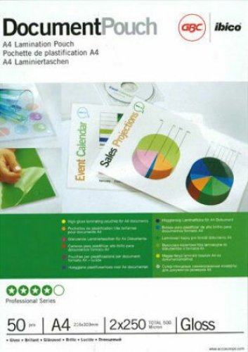 Laminointitasku a4 GBC 250mic kiiltävä laminointikalvo