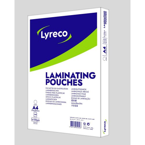 Laminointitasku A4 Lyreco 2x100 mic kirkas 100kpl laminointikalvo