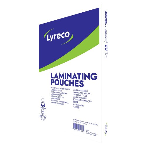 Laminointitasku A4 Lyreco 2x100mic kirkas tarratausta 100kpl laminointikalvo
