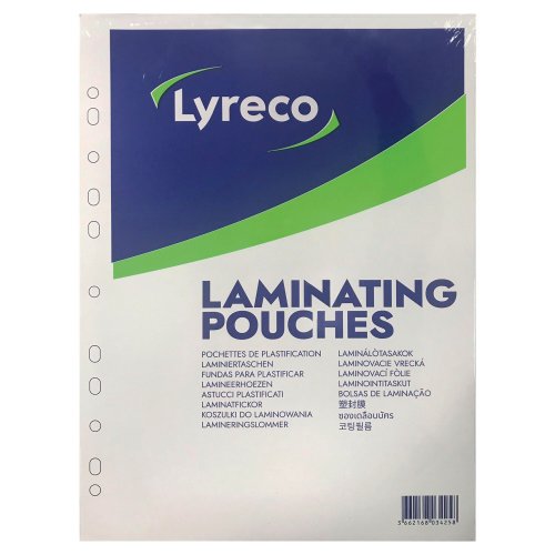 Laminointitasku Lyreco 63 x 98mm 2x180mic kirkas 50kpl laminointikalvo