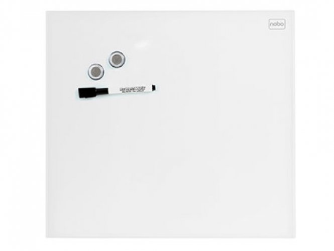 Pieni Lasitaulu valkoinen Nobo Diamond 300x300 mm magneettinen lasikirjoitustaulu eli lasinen valkotaulu toimii myös magneettitauluna edullinen hinta