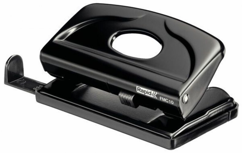 171021 Lävistäjä Rapid FMC10 on musta teräksinen maksimissaan 10 arkkia kerrallaan lävistävä pienikokoinen lukittava lävistäjä. Lävistäjässä on pitkä viiden vuoden takuu. Katso muitakin lävistäjiä verkkokaupastamme.