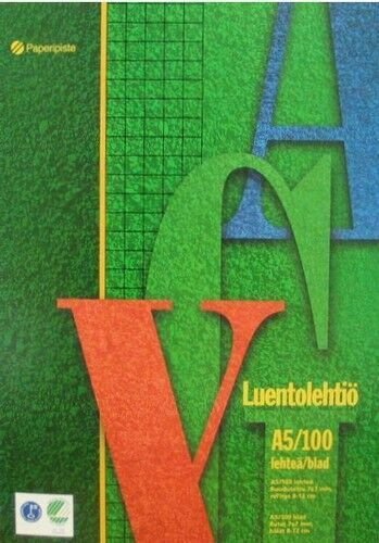 Luentolehtiö Rhino A5 100 sivua 7x7mm ruudut 8R-mappireijitys