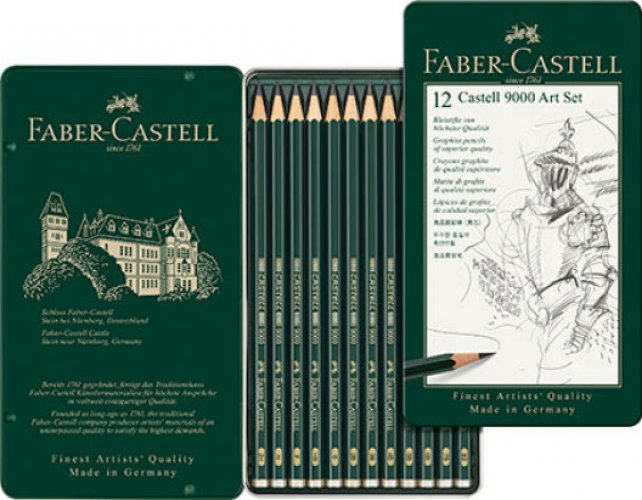 Lyijykynä Faber-Castel Art-Set 9000 8B-2H, 12 lyijykynää rasiassa huippulaadukkaita ammattilaiselle ja vaativalle harrastajalle