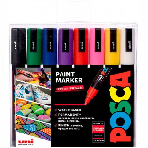 Maalikynä Posca PC-5M standard 8 väriä