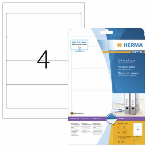 Mappi Herma Special 5095 A4/4-os /arkistointi tulostustarra 192x61mm 25ark