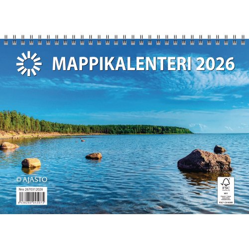 Mappikalenteri Ajasto 2026 seinäkalenteri 250 x 352mm