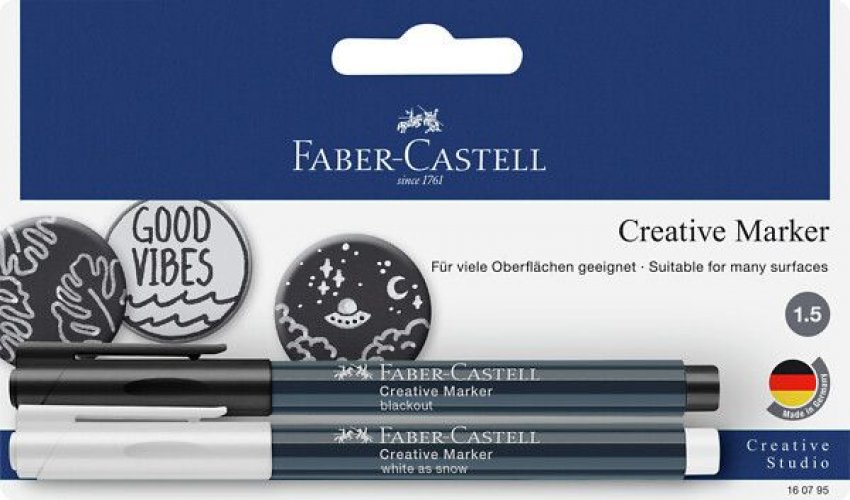 Markkeri FC Creative blister valkoinen+musta 1,5mm pyöreä kärki