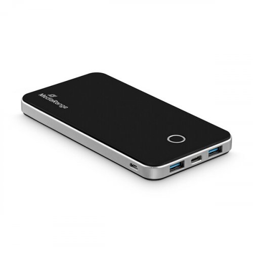 MediaRange Powerbank 10.000 mAh 2xUSB-A ja 1xUSB-C musta/hopea