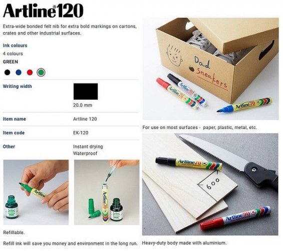 Merkintäkynä Artline 120 Heavy Duty punainen 20mm viistokärki