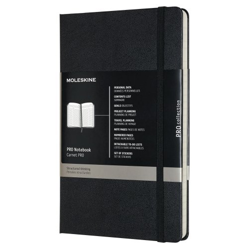 Muistikirja Moleskine professional kovakantinen 13x21cm viivoitettu musta