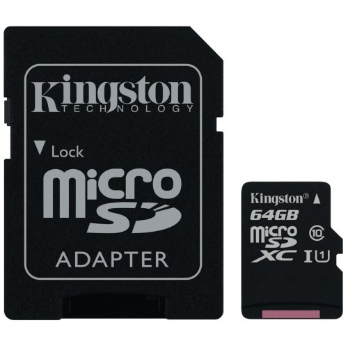 Muistikortti Kingston® canvas select microsdxc 64gb adapterilla