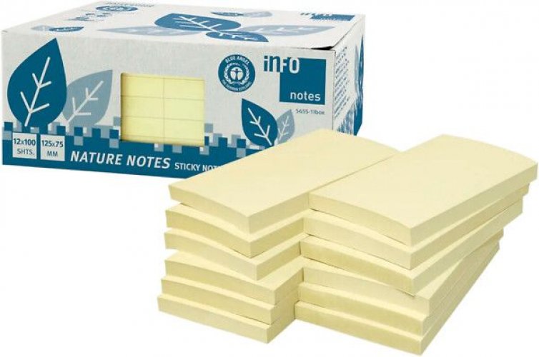 Muistilappu Info Notes eko 125x75mm keltainen 12x100kpl