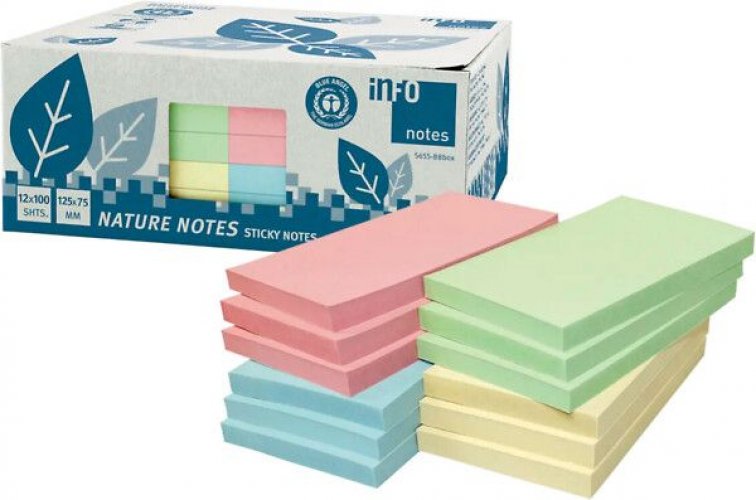 Muistilappu EKO 75x125mm värilajitelma 12x100kpl