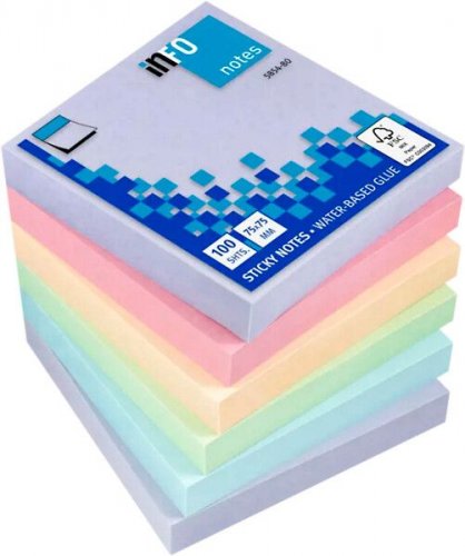 Muistilappu Info Notes Harmony 75x75mm värilajitelma 6x100kpl