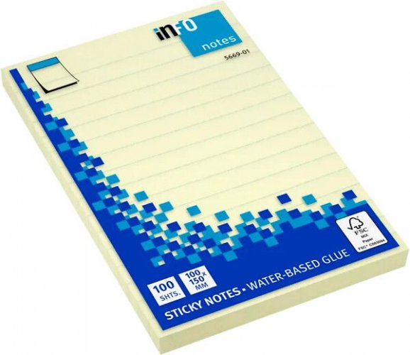 Muistilappu Info Notes viivat 100x150mm keltainen 12x100kpl