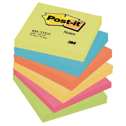 Muistilappu Post-it® 76 x 76mm energetic 6kpl