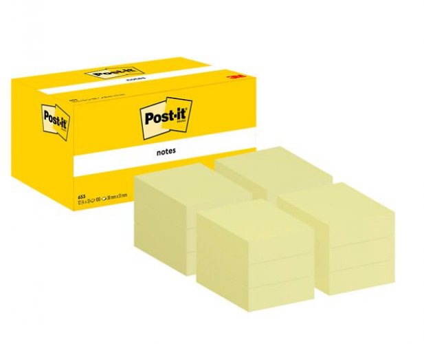 Muistilappu Post-it 653 keltainen 38x51mm 12x100kpl