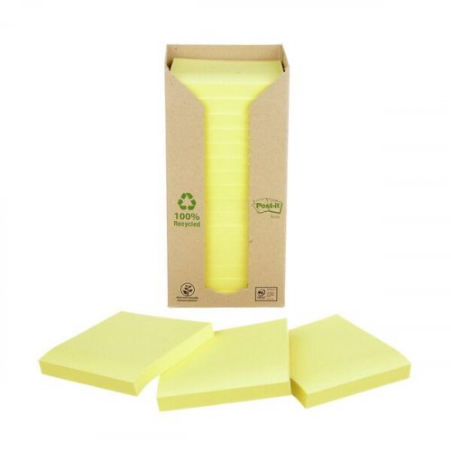 Muistilappu Post-it Canary Yellow Eko 76x76mm keltainen 16x100kpl