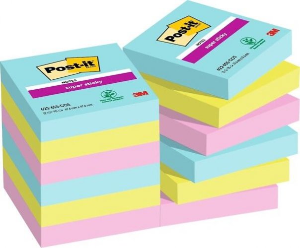 Muistilappu Post-it Super Sticky Cosmic 47,6x47,6mm 12x90kpl