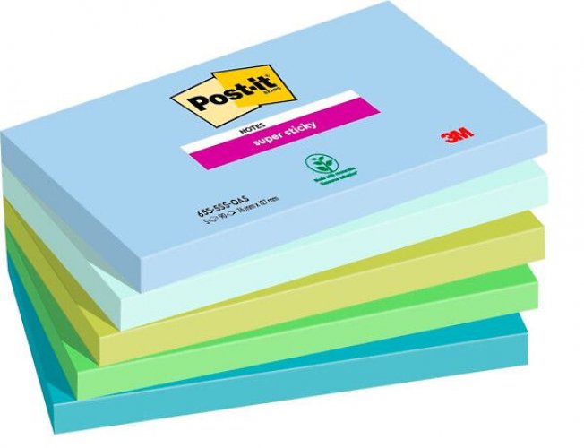 Muistilappu Post-it Super Sticky Oasis 76x127mm 5x90 kpl