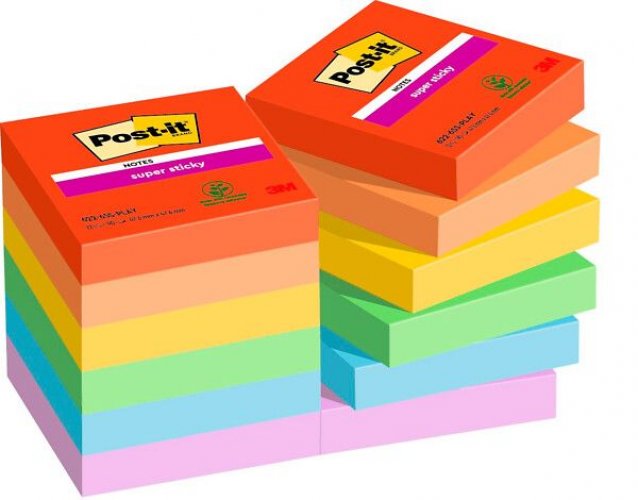 Muistilappu Post-it Super Sticky Playful 47,6x47,6mm 12x90kpl