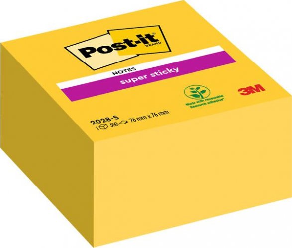 Muistilappu Post-it Super Sticky Ultra 76x76mm keltainen 350kpl