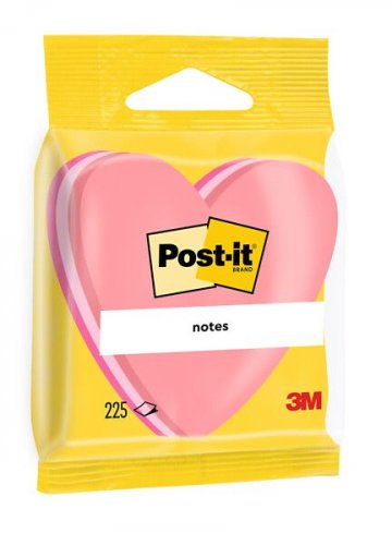 Muistilappu Post-it Sydän 70x70mm pinkki 3x76kpl piikkipakattu