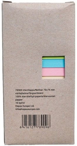 Muistilappu Stickn EKO 76x76mm värilajitelma 16x100kpl